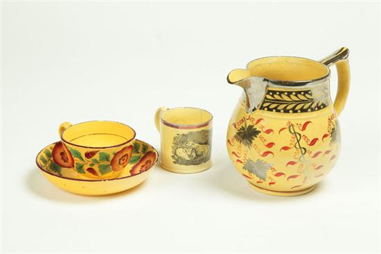 Appraisal: THREE PIECES OF CANARY WARE England ca - s Small