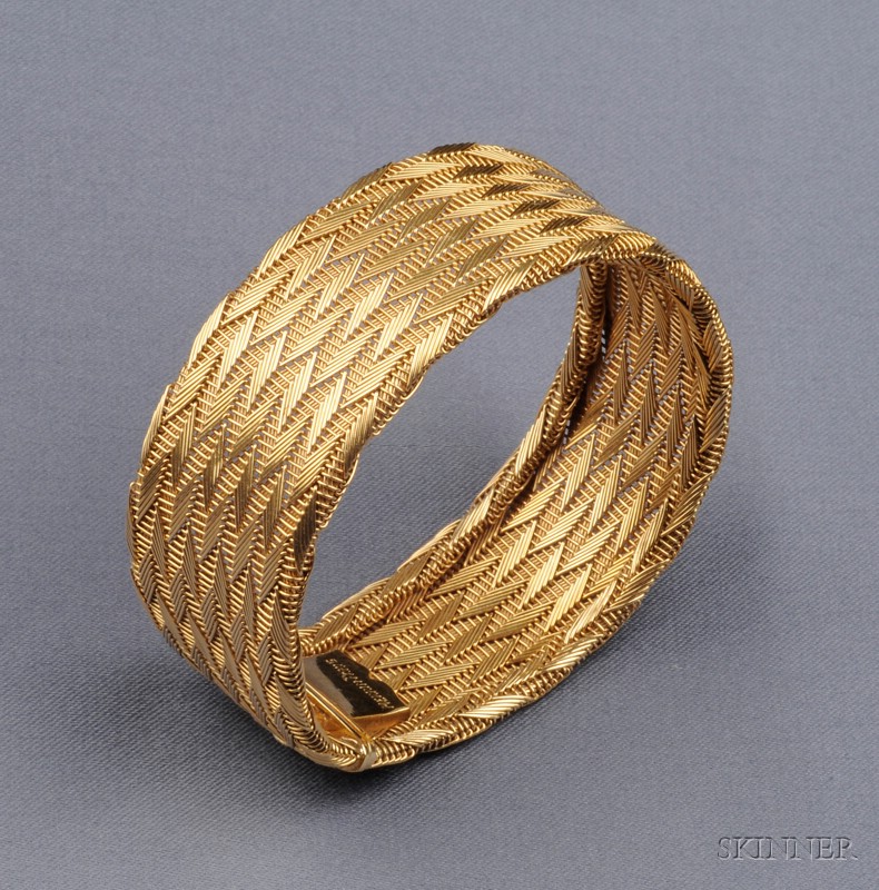 Appraisal: kt Gold Bracelet Merrin Paris composed of woven wirework strands