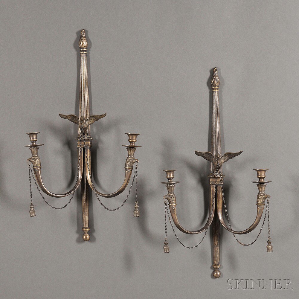 Appraisal: Pair of Napoleonic Two-light Bronze Wall Sconces France th century