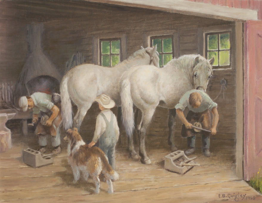 Appraisal: EDWARD B QUIGLEY OIL ON CANVAS Oregon - Horse Shoers