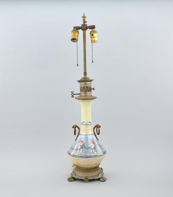 Appraisal: A French Porcelain Table Lamp The body in glazed porcelain