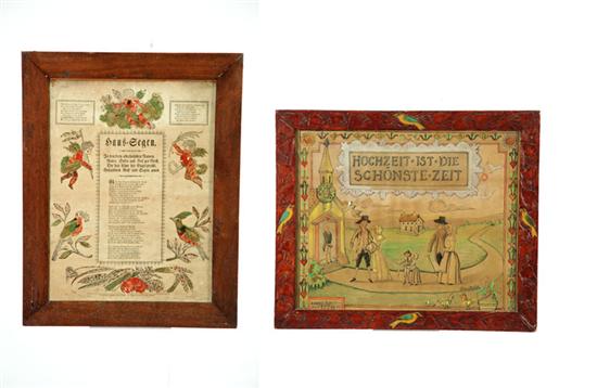 Appraisal: TWO PICTURES American nd half- th century Handcolored House Blessing