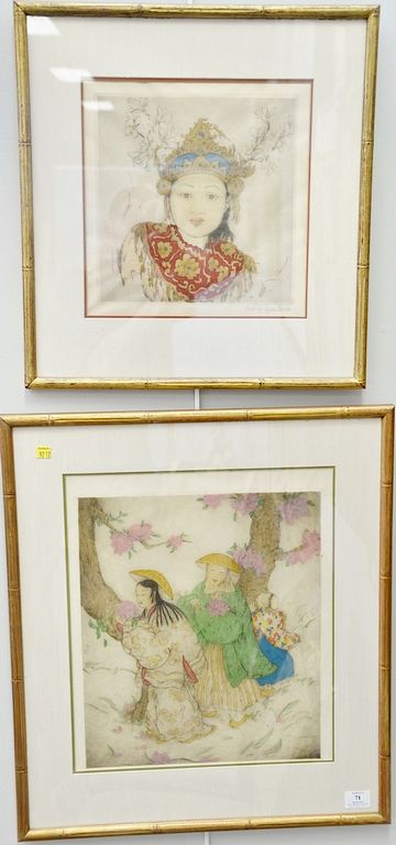 Appraisal: Pair of Elyse Ashe Lord - etching hand colored in