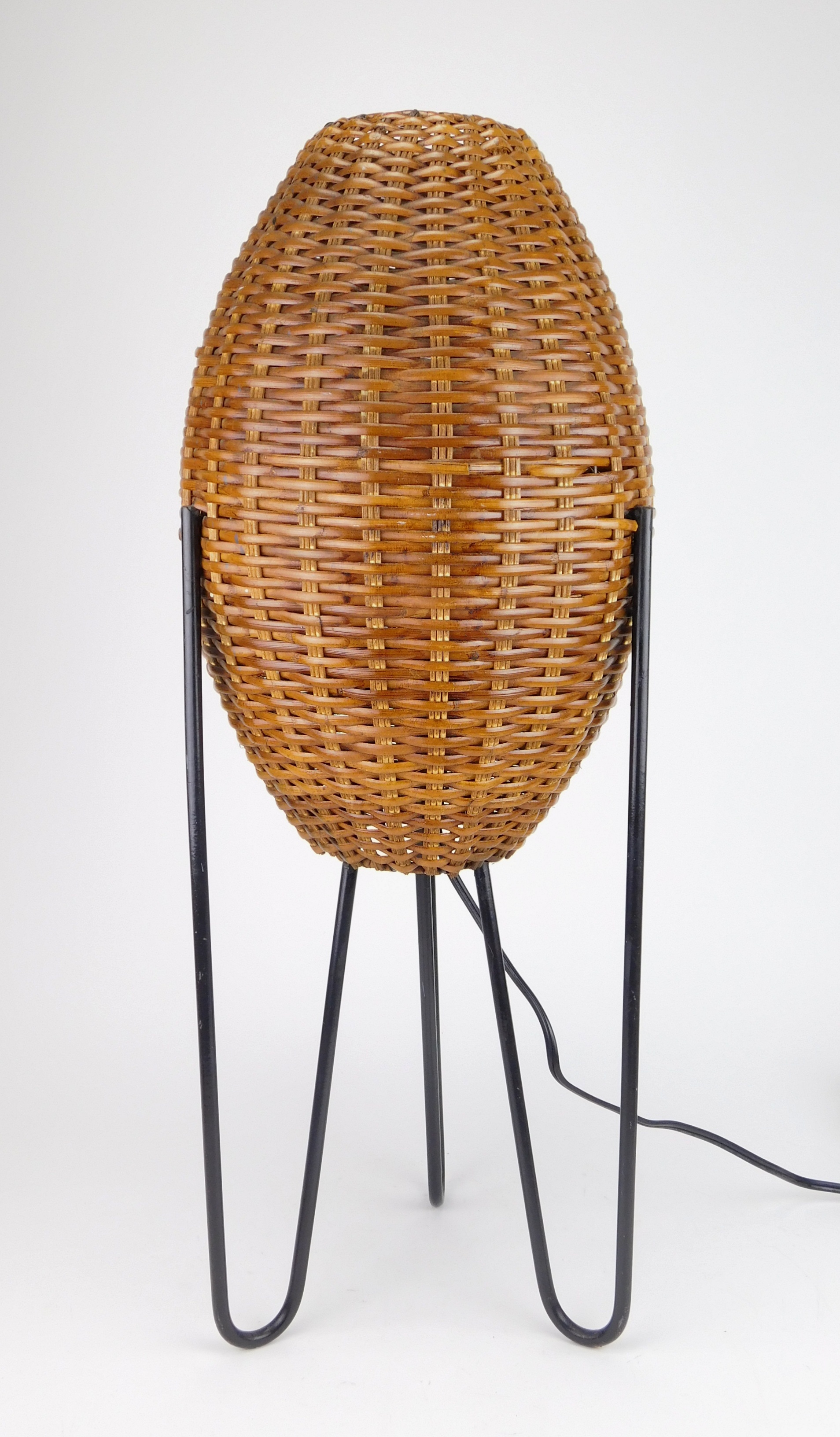 Appraisal: Paul Mayen - - table lamp ca 's wicker rattan