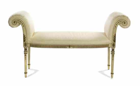 Appraisal: A Louis XVI Style Painted and Parcel Gilt Window Bench