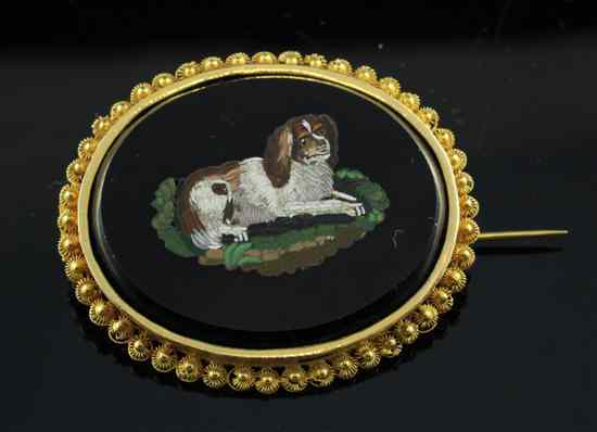 Appraisal: A th century Italian gold mounted micro-mosaic brooch decorated with