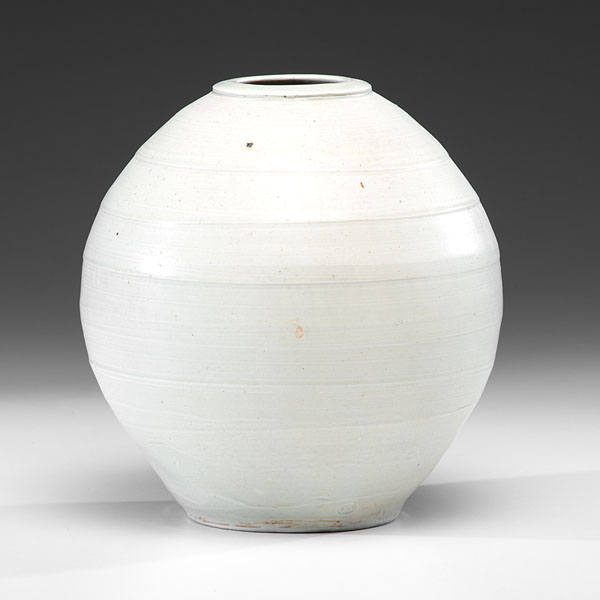 Appraisal: White Ridged Vase ca s Porcelain ht dia in Artist