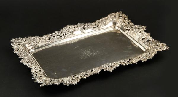 Appraisal: - Sterling Silver Tray Sterling silver tray with reticulated floral