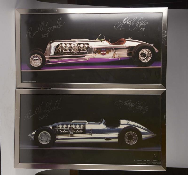 Appraisal: Lot Of Signed Blastolene Roadster Photographs Both photographs were taken