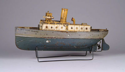 Appraisal: H P GERMAN TIN BOAT Marked US Merchant Marine Two-tone