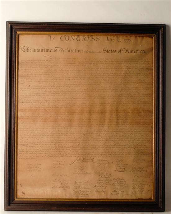 Appraisal: A L th C Print of the Declaration of Independence