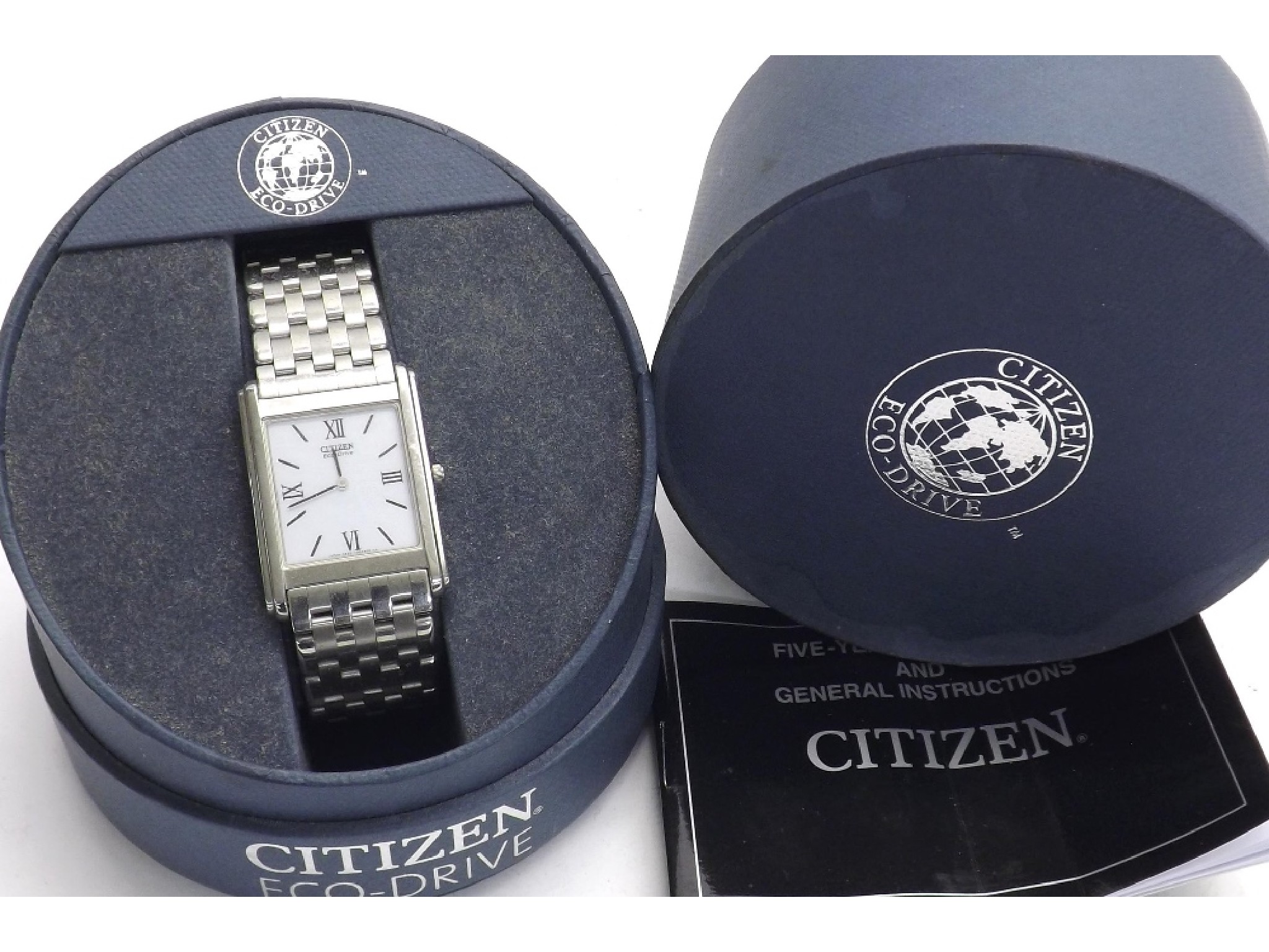 Appraisal: Citizen Eco-Drive rectangular stainless steel gentleman's bracelet watch ref G