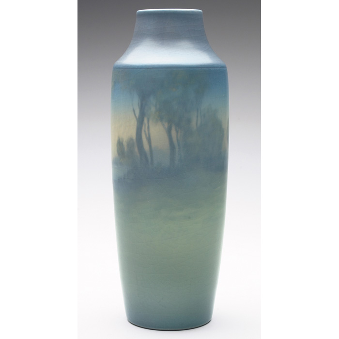 Appraisal: Rookwood vase Vellum glaze landscape by Lenore Asbury D w