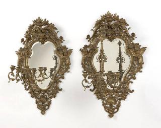 Appraisal: A pair of gilt bronze mirror Late th early th