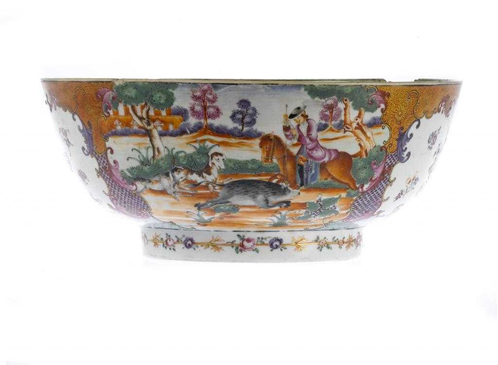 Appraisal: A CHINESE FAMILLE ROSE PUNCH BOWL WITH EUROPEAN SUBJECT DECORATION