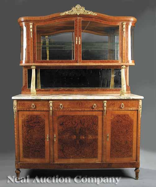 Appraisal: An Antique Louis XVI-Style Gilt Bronze-Mounted Inlaid Mahogany and Curly