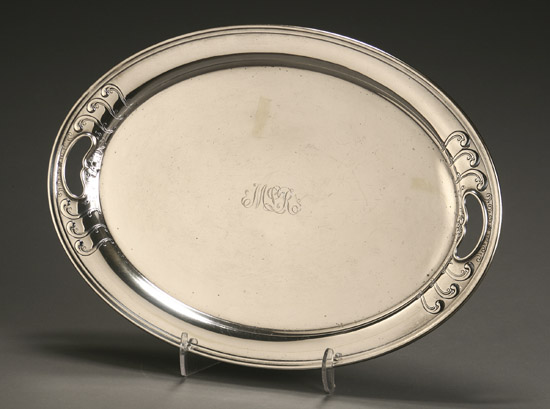 Appraisal: Gorham Sterling Two-Handled Tray Providence Dated The two inset handles