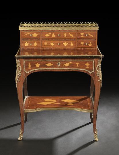 Appraisal: Louis XV-Style Mahogany Bonheur du Jour fourth quarter th century