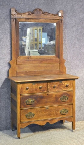 Appraisal: Oak DresserHaving two over two drawers and rectangular easel mirror