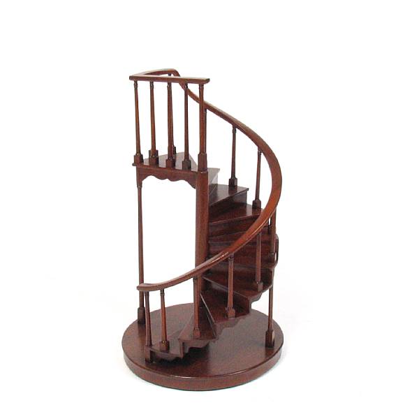 Appraisal: A mahogany miniature spiral staircase height in width in depth