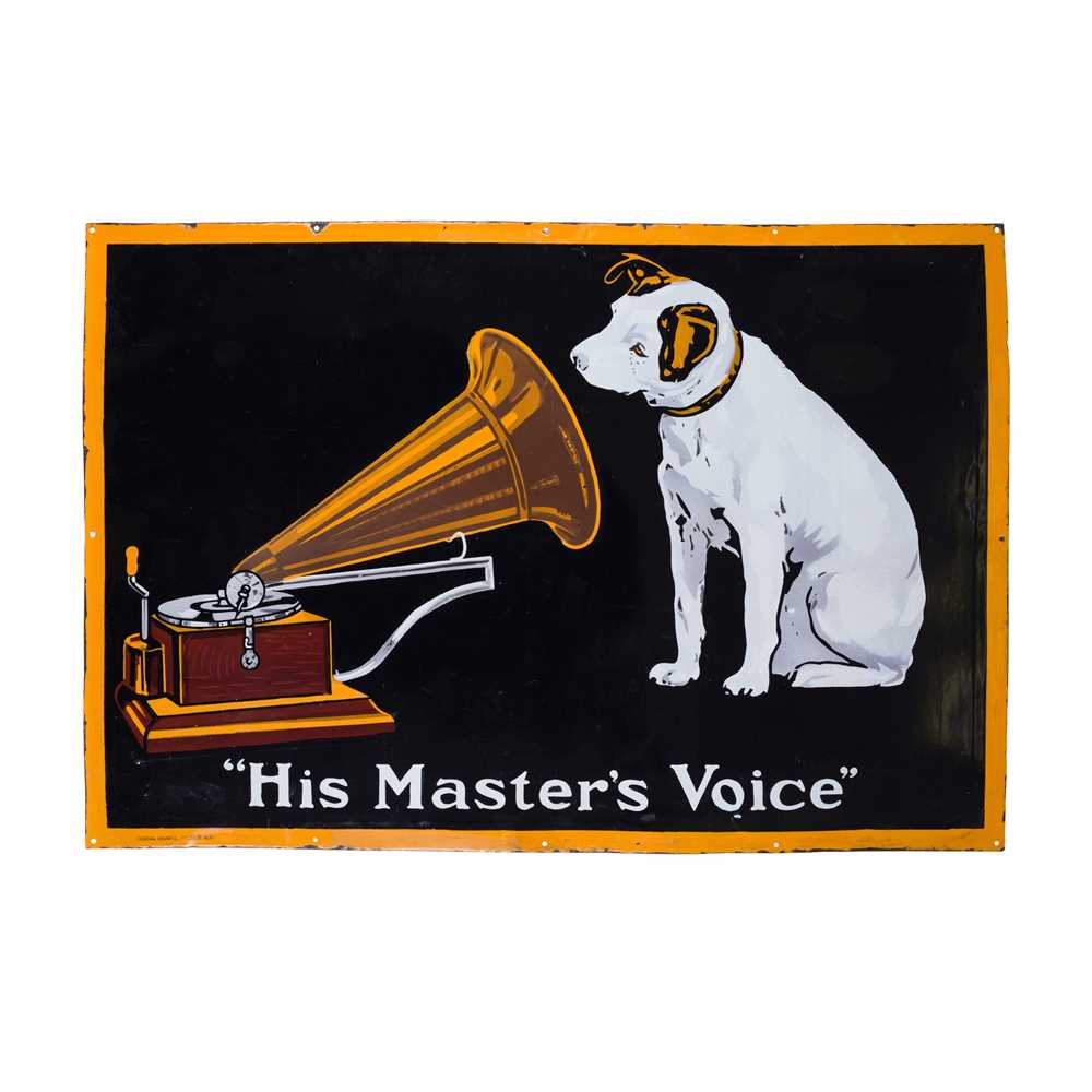 Appraisal: HIS MASTER'S VOICE HMV ORIGINAL ENAMEL SIGN CIRCA enamelled metal