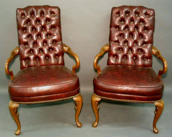 Appraisal: Pair of Queen Anne style open armchairs h x w