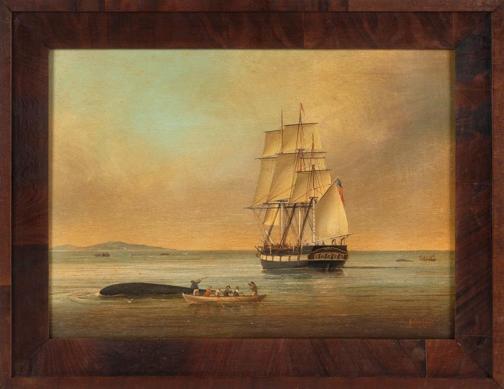 Appraisal: BRIAN COOLE AMERICA UNITED KINGDOM B WHALING SCENE OIL ON