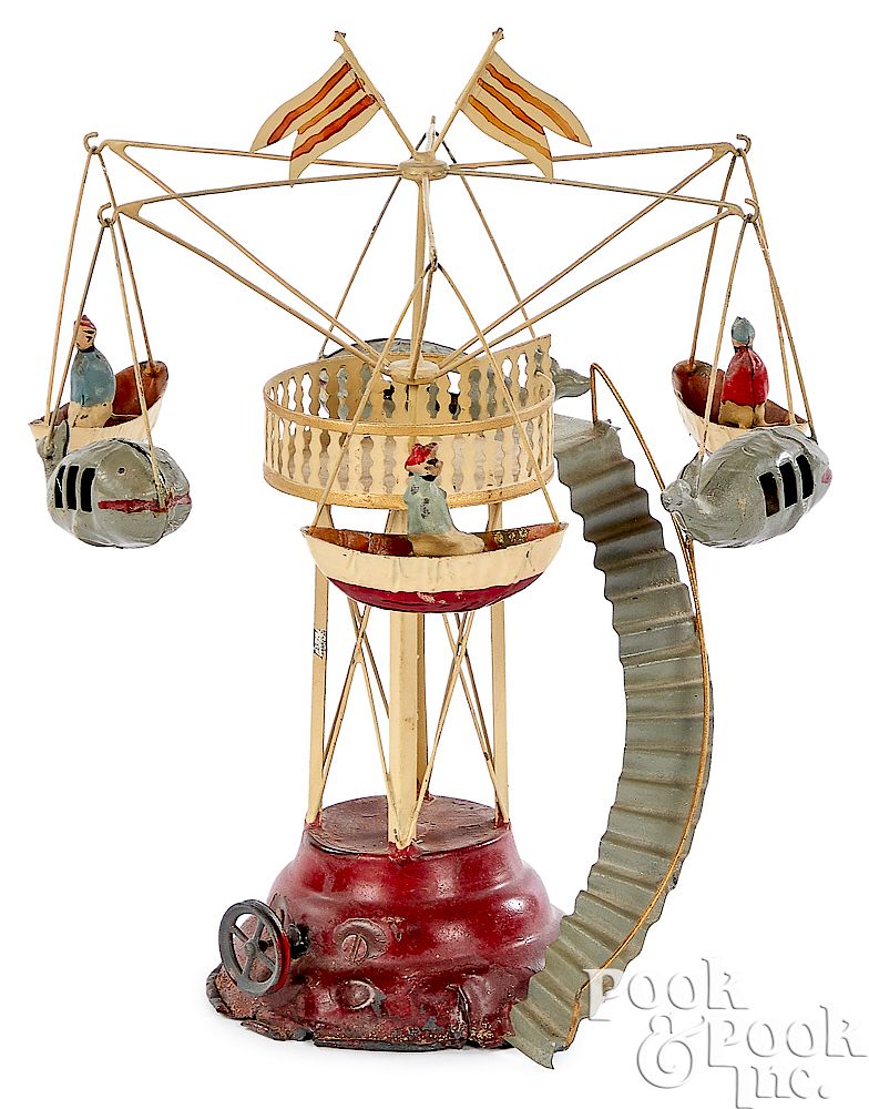 Appraisal: Carette painted tin carousel steam toy accessory Carette painted tin