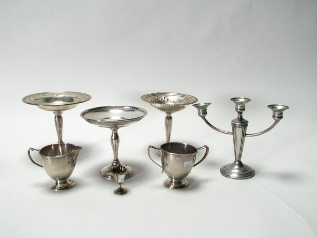 Appraisal: Group of sterling accessories including Wallace Rosepoint '' compote two