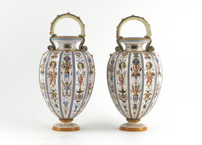 Appraisal: A pair of Minton Majolica vases after designs by Alfred