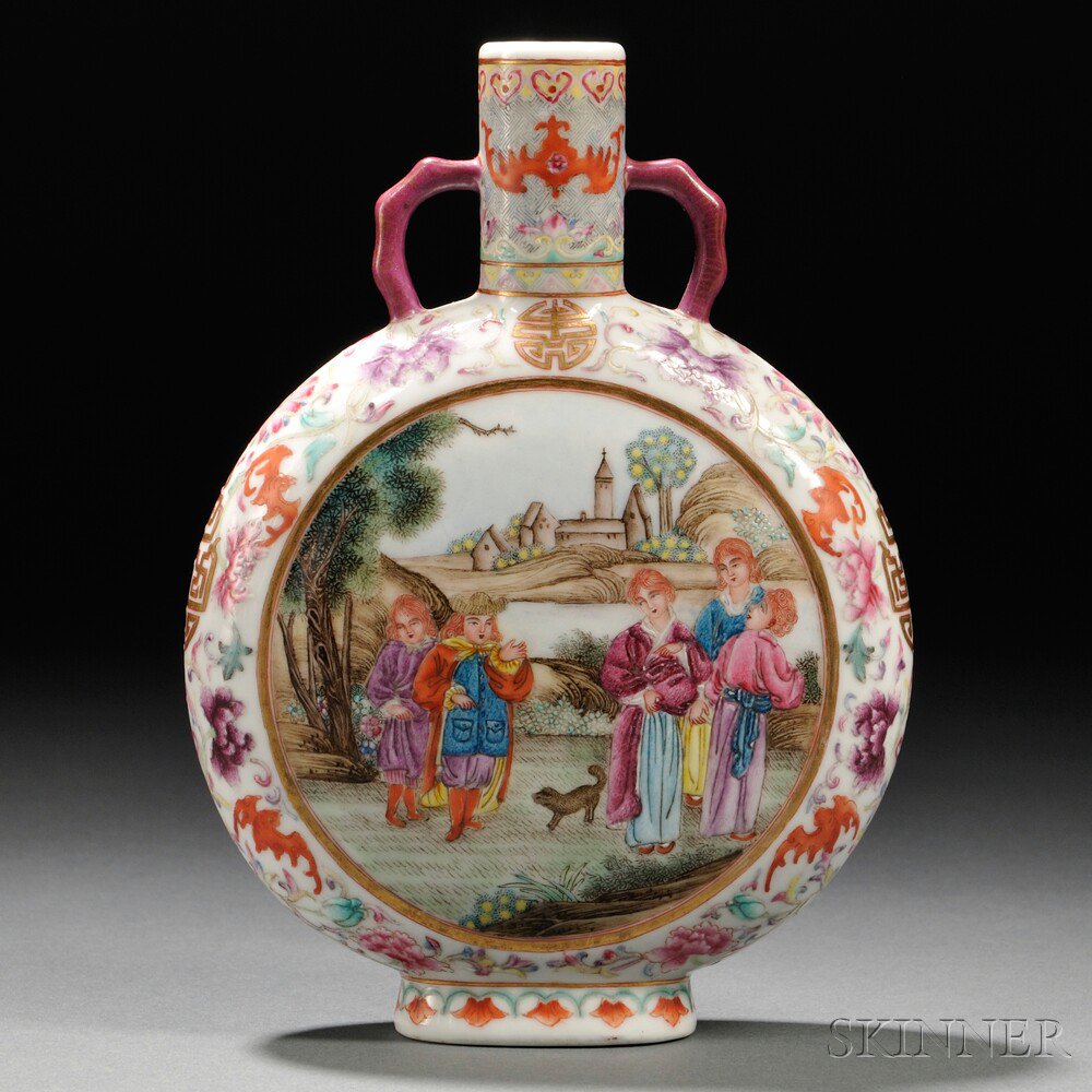 Appraisal: Famille Rose Moonflask with European Figures China th century or