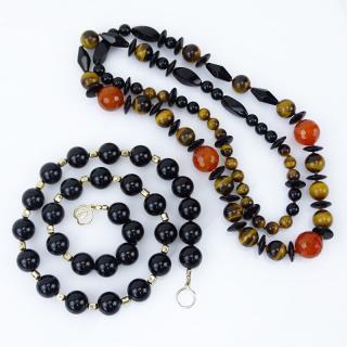 Appraisal: Two Semi-Precious Stone Bead Necklaces One with K gold clasp