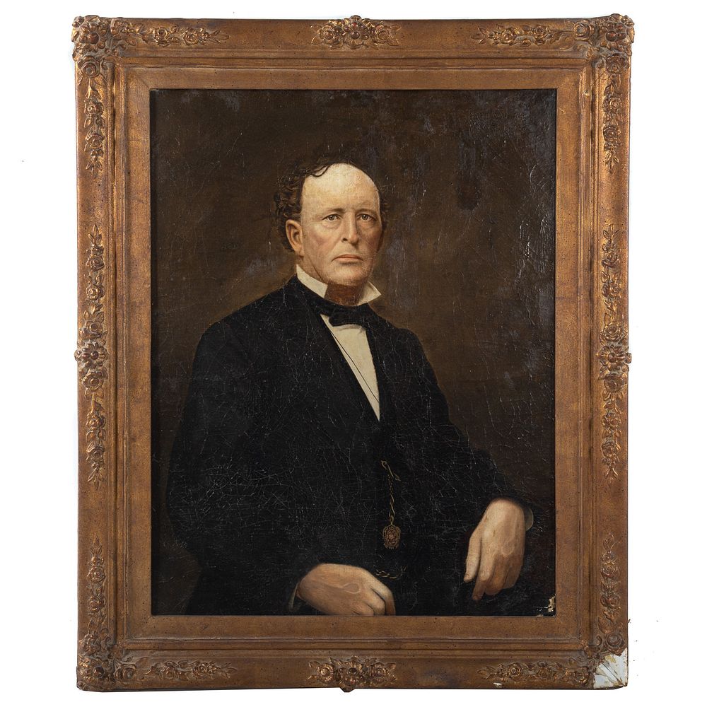 Appraisal: American School th c Portrait Of A Gentleman Oil on