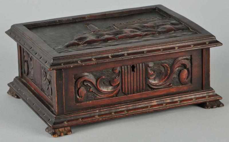 Appraisal: Carved Jose Piedra el Morro Castle Humidor Description s Wonderful