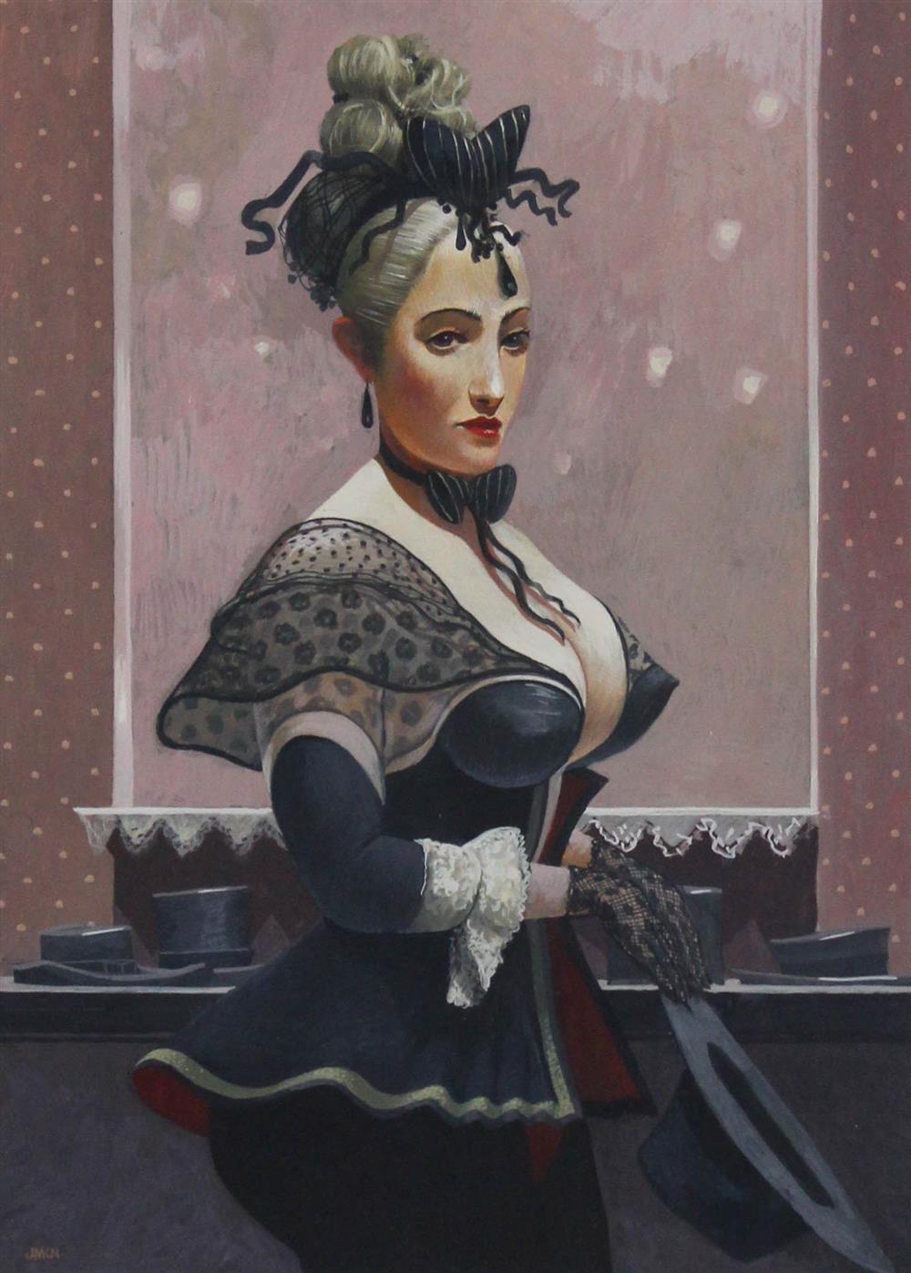 Appraisal: JAMES MCNAUGHT BRITISH - THE HAT CHECK GIRL Watercolor and