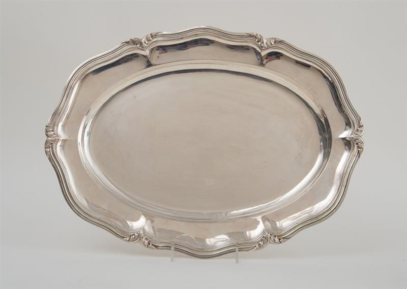 Appraisal: ENGLISH SILVER MEAT DISH SC London of oblong serpentine outline