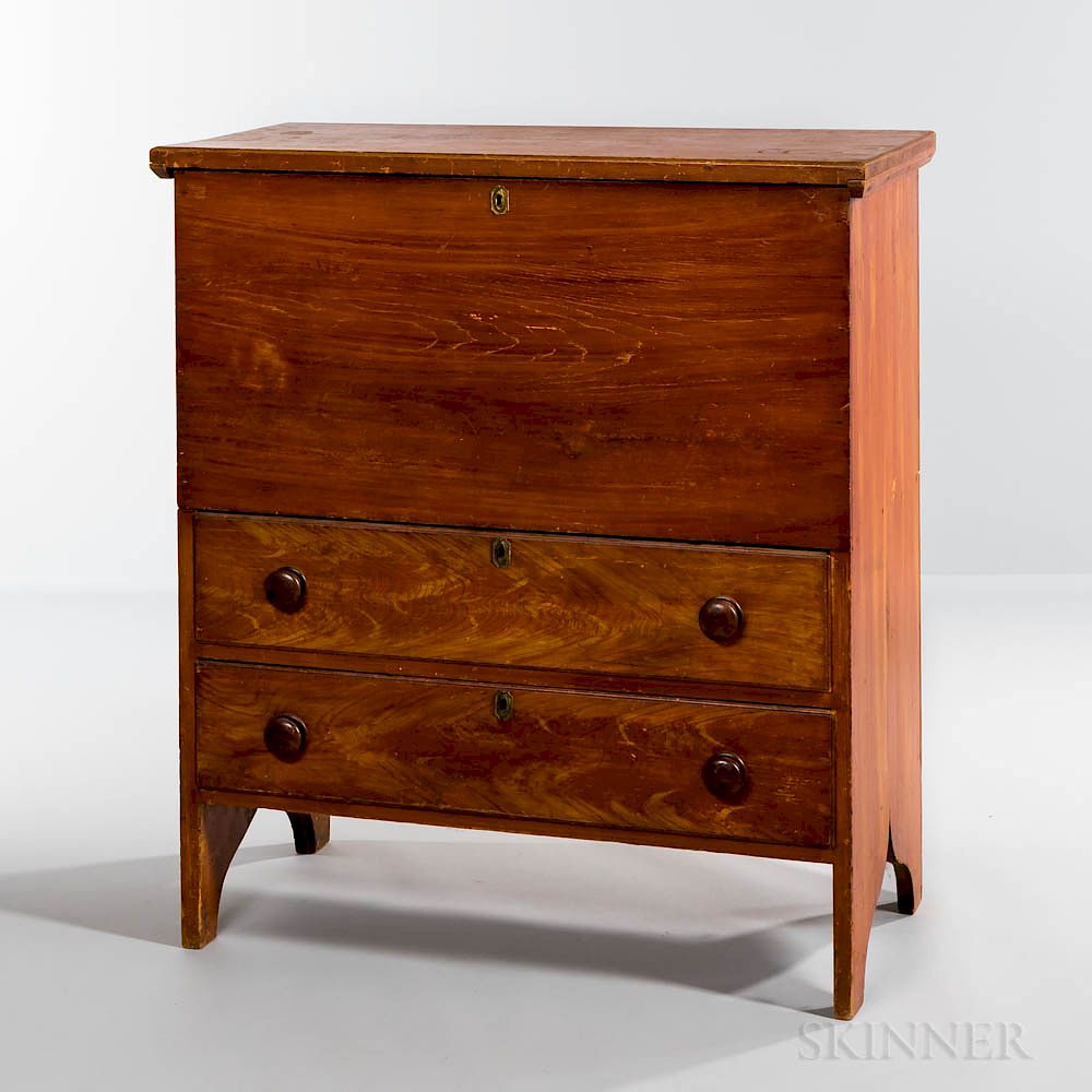 Appraisal: Burnt Sienna Grain-painted Chest over Two Drawers Burnt Sienna Grain-painted