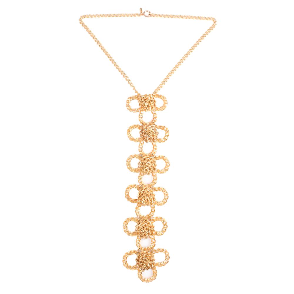 Appraisal: William DeLillo gilt chain necklace with linked chain flower breastplate