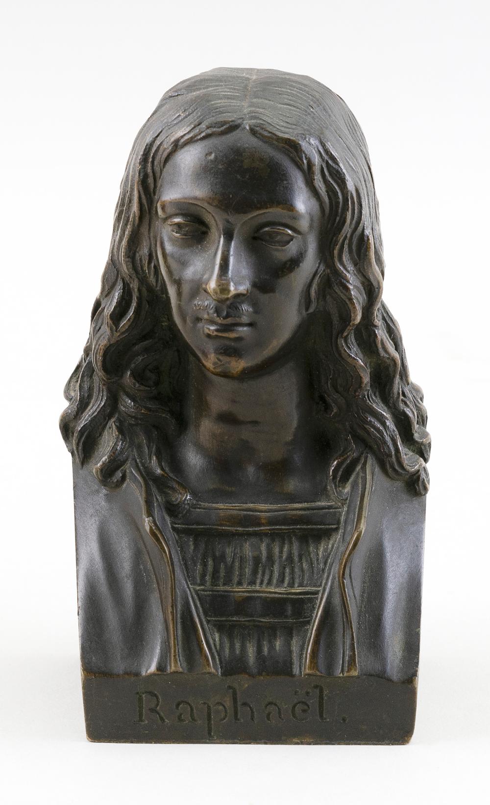 Appraisal: FRENCH BRONZE BUST OF RAPHAEL EARLY TH CENTURY HEIGHT FRENCH