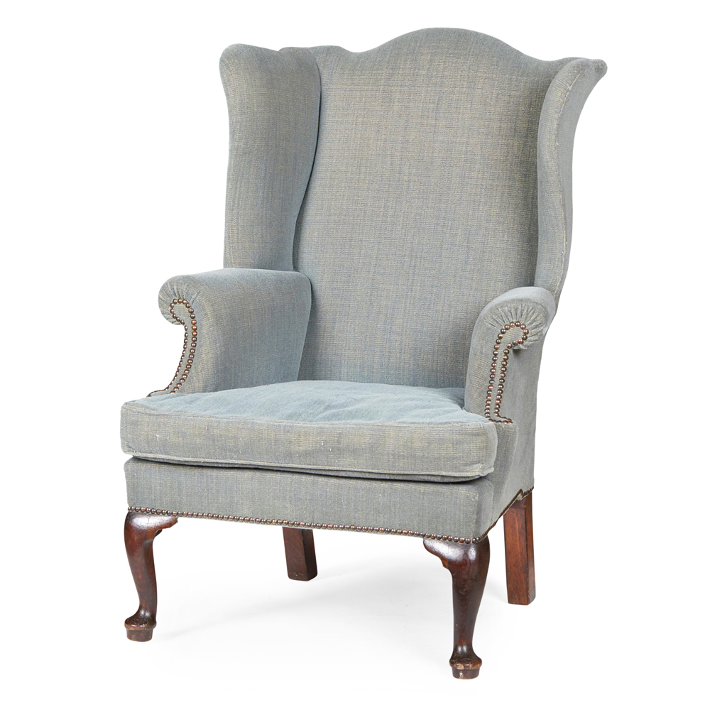 Appraisal: GEORGE III WING BACK ARMCHAIR TH CENTURY the serpentine crest