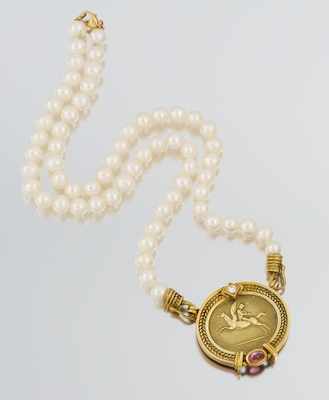 Appraisal: A SeidenGang k Gold Diamond and Pearl Necklace k yellow