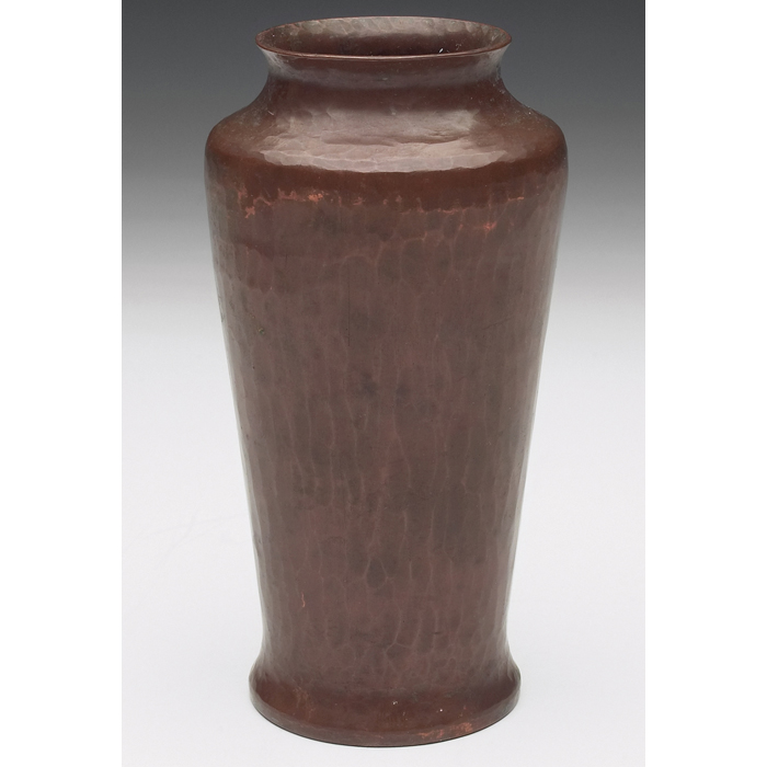 Appraisal: Dirk Van Erp vase shouldered form hammered copper original patina