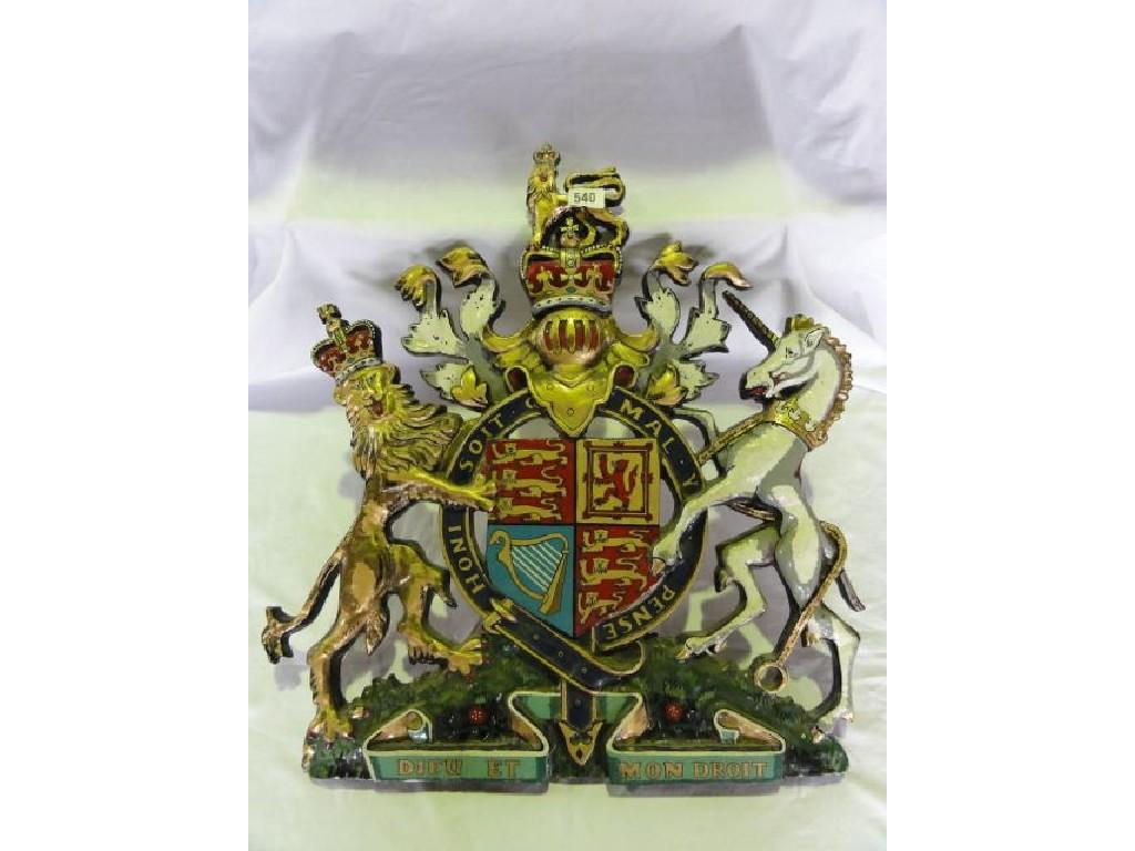 Appraisal: A Royal Coat of Arms in cast aluminium with painted