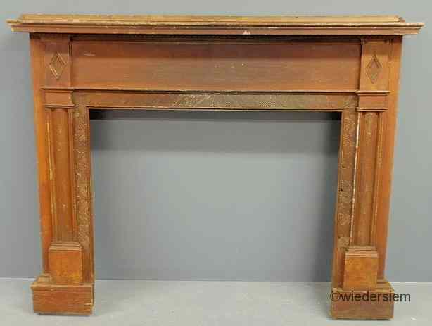 Appraisal: Pennsylvania late Federal fireplace mantel with old red paint ad