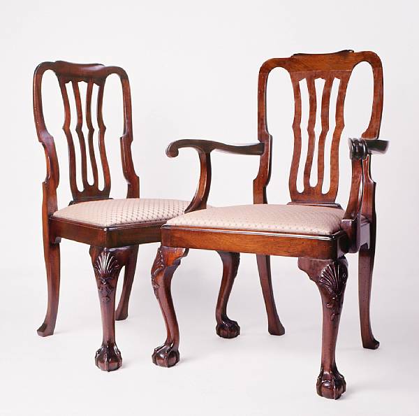 Appraisal: A set of eight George II style mahogany dining chairs