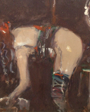 Appraisal: Ken Moroney Irish British b - La Toilette oil on