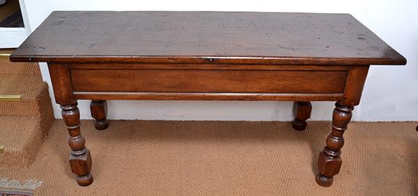 Appraisal: AN ITALIAN WALNUT SIDE TABLE rectangular with a panelled apron