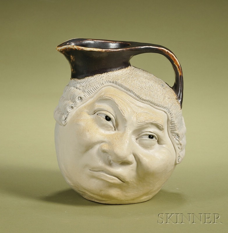 Appraisal: Martin Brother Glazed Stoneware Double-sided Barrister Face Jug c with