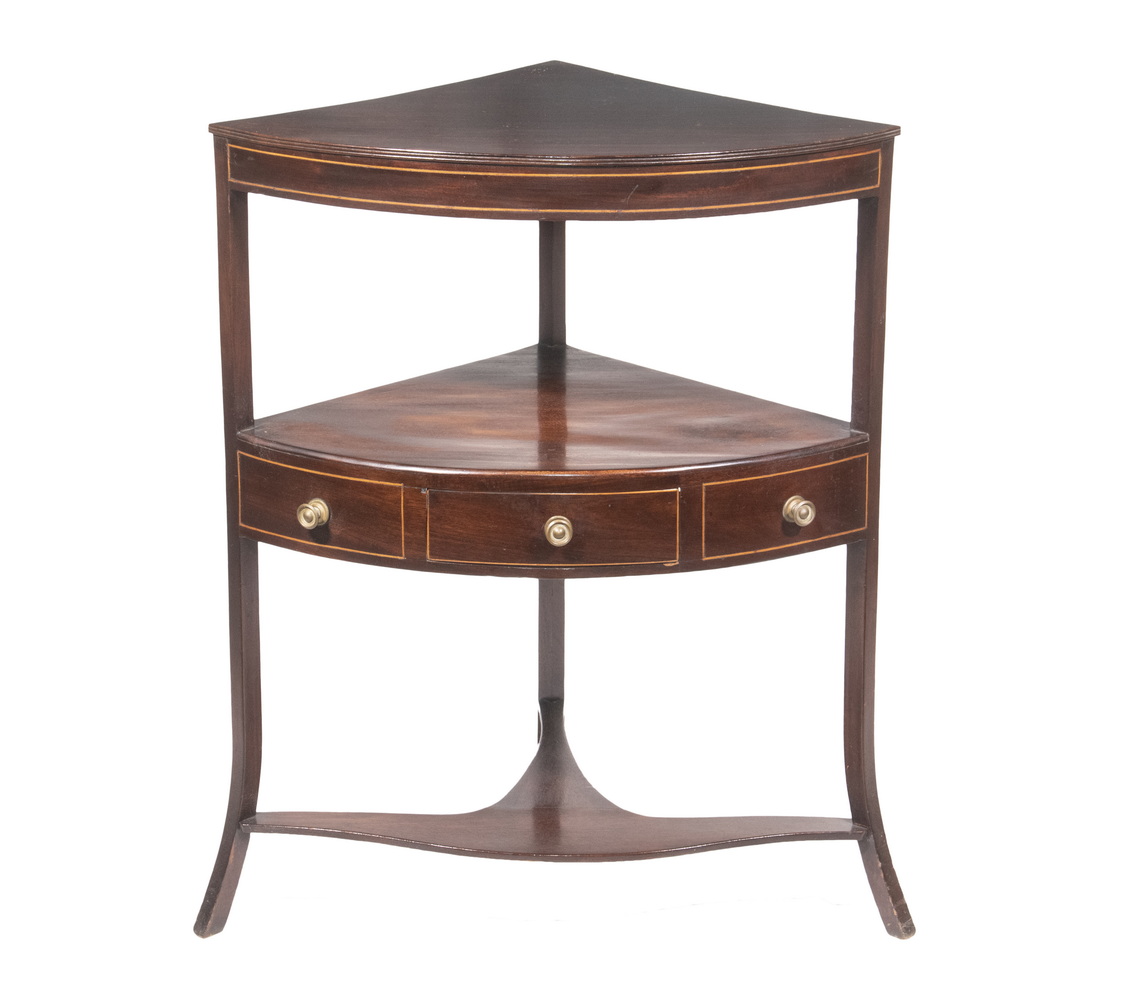 Appraisal: ENGLISH CORNER WASHSTAND Quarter Round Stand in thin rosewood stock