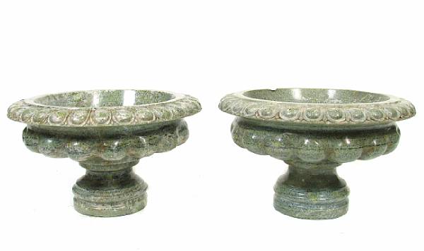 Appraisal: A pair of variegated marble tazzas height in diameter in